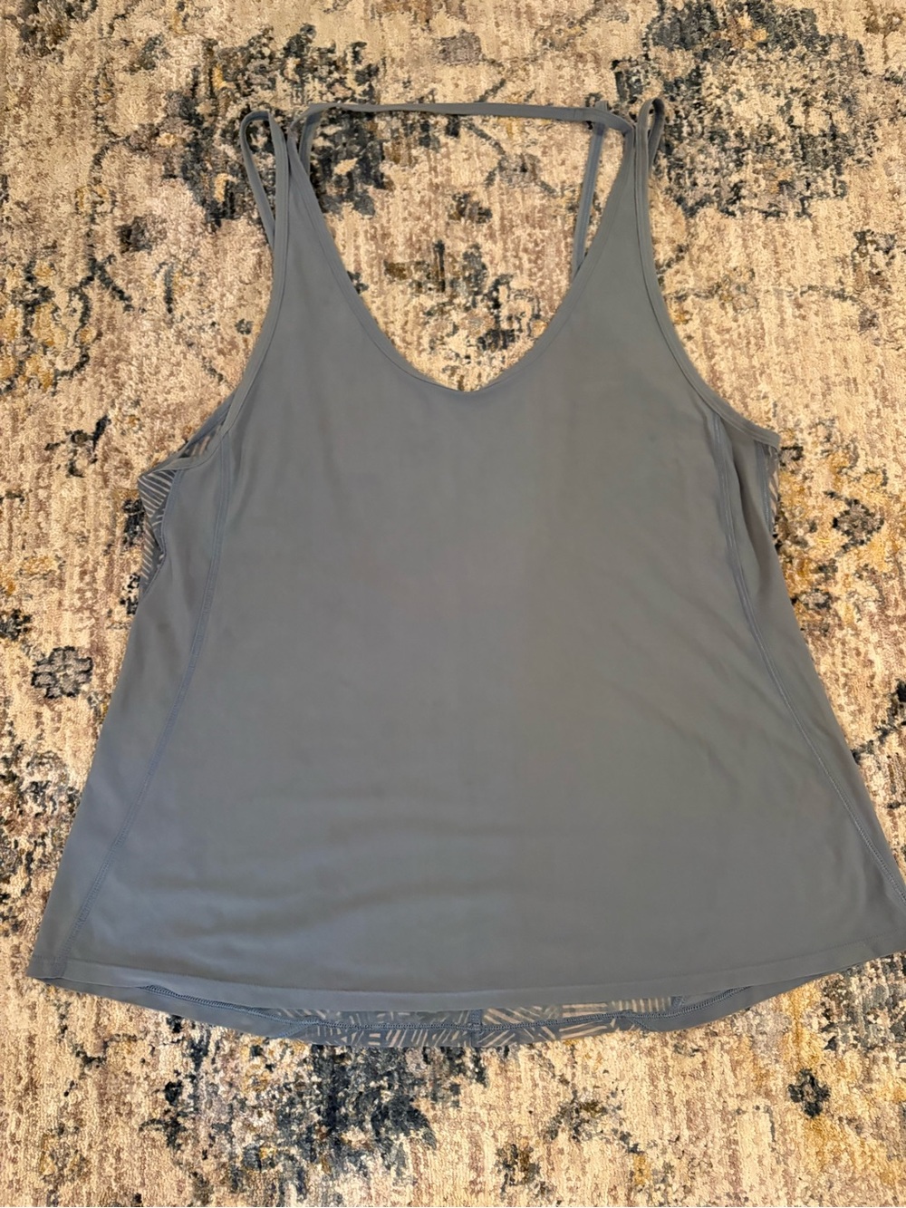 Lululemon Cool To Street Workout Tank Blue Denim Banana Leaf *M